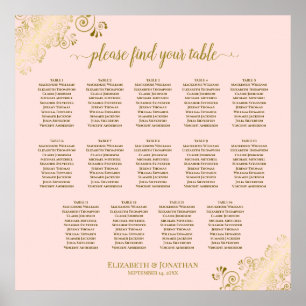 Tableau 14 Plat de Mariage rose et or