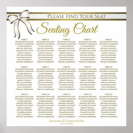 Tableau 15 Mariage de ruban blanc et or (Devant)