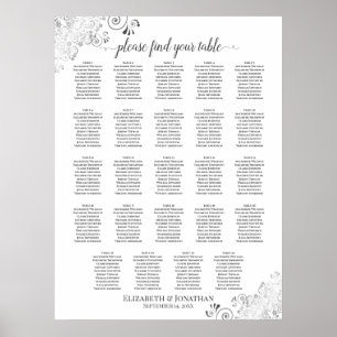 Tableau 24 Argent et blanc Chic Mariage