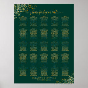 Tableau 25 Gold Emerald Green Mariage