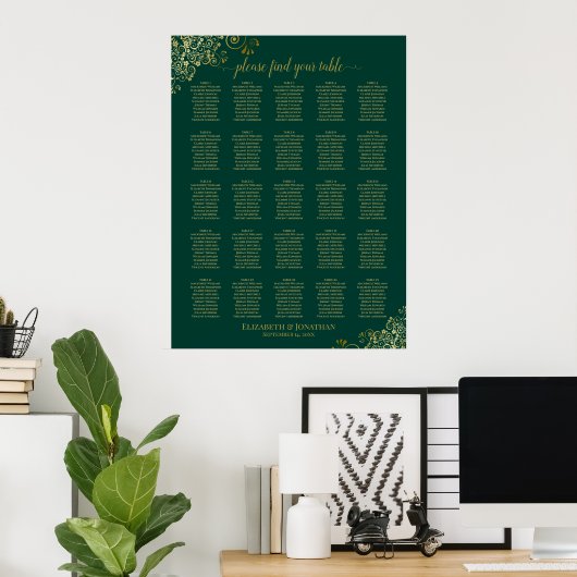 Tableau 25 Gold Emerald Green Mariage (Bureau à domicile)