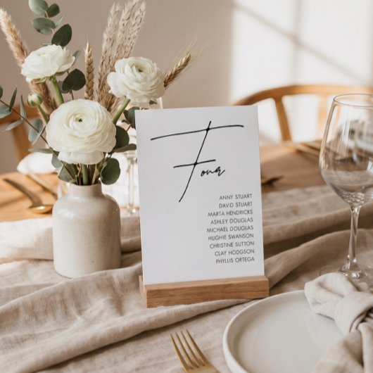 Tableau 4 Modèle de numéro de table de mariage mod