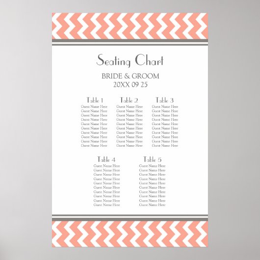 Tableau 5 Tableaux Gris de corail Chevron (Devant)