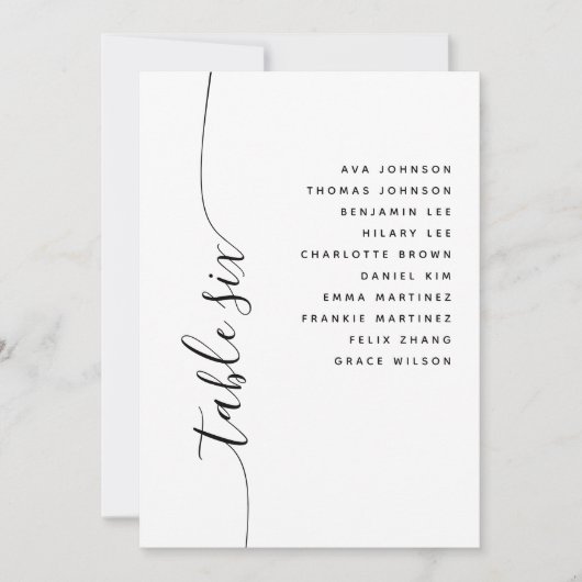 Tableau 6 Carte de Mariage de script vertical (Devant)