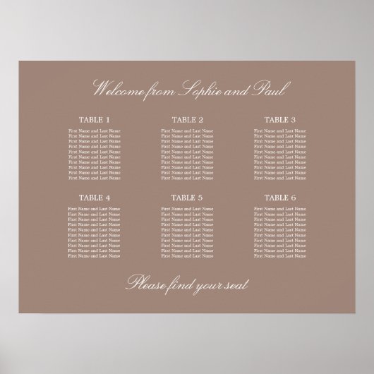 Tableau 6 Mariage de table Poster (Devant)