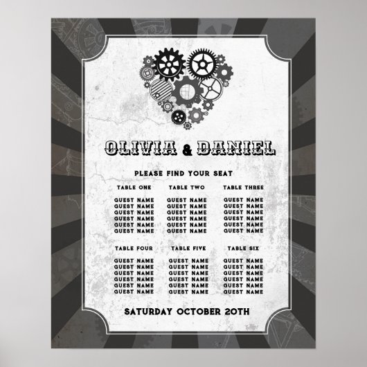 Tableau 6 Plan de siège Mariage Steampunk Mariage (Devant)