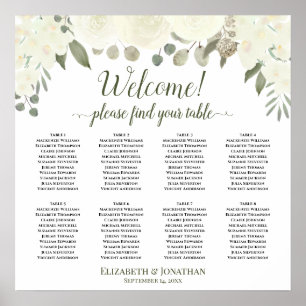 Tableau 8 Roses blanches Mariage Boho Tableau des