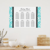 Tableau 8 Tables Black Aqua Damask (Cuisine)