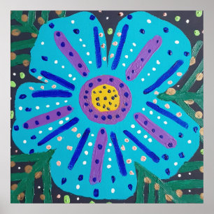 Tableau à fleurs bleues