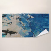 Tableau abstrait bleu et blanc (Serviette de bain)