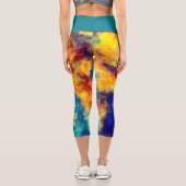 Tableau Abstrait Bleu Jaune Rouge Capri Leggings (Verso)