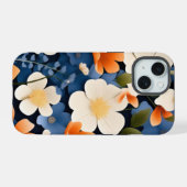 Tableau Abstrait de fleurs orange et bleues. (Verso Horizontal)
