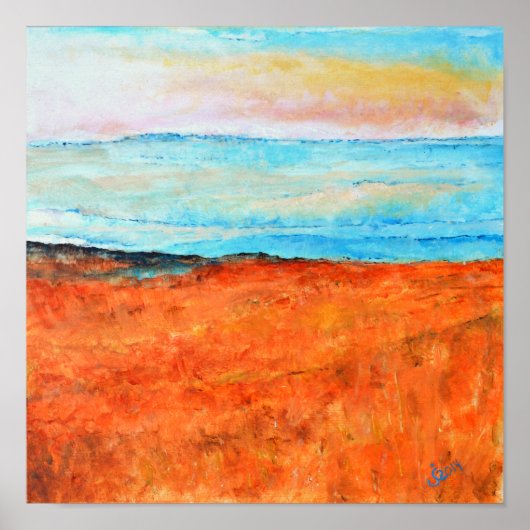 Tableau Abstrait Orange Blue Beach (Devant)