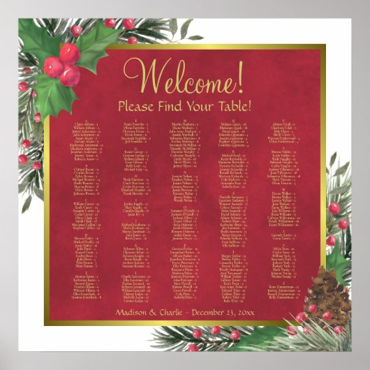 Tableau alphabétique des sièges de Noël Holly & Pi (Devant)