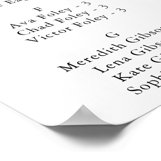 Tableau alphabétique du Mariage floral Boho (Coin)