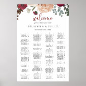 Tableau alphabétique floral rose de Bourgogne (Devant)