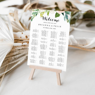 Tableau alphabétique floral vert simple