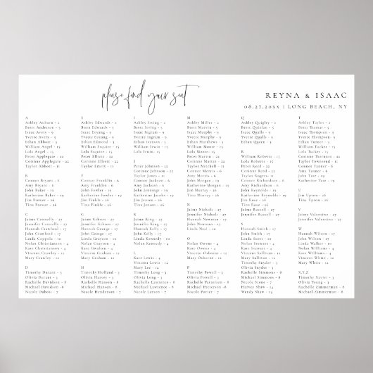 Tableau alphabétique minimaliste Mariage (Devant)