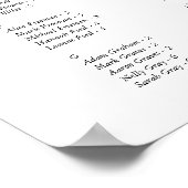 Tableau alphabétique minimaliste moderne des siège (Coin)