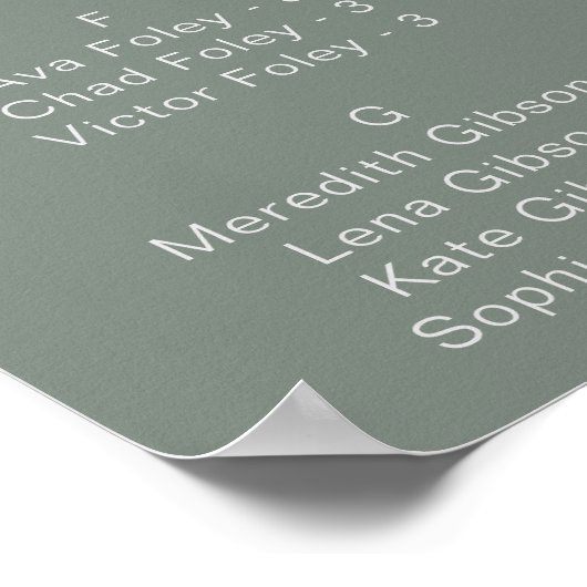 Tableau alphabétique minimaliste vert (Coin)