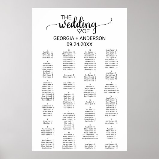 Tableau alphabétique noir simple (Devant)