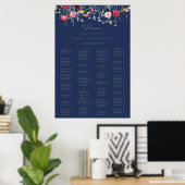 Tableau alphabétique simple Fleur sauvage bleu (Bureau à domicile)