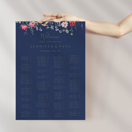 Tableau alphabétique simple Fleur sauvage bleu
