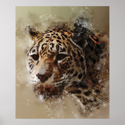 tableau aquarelle esthétique panthère cheetah visa (Devant)