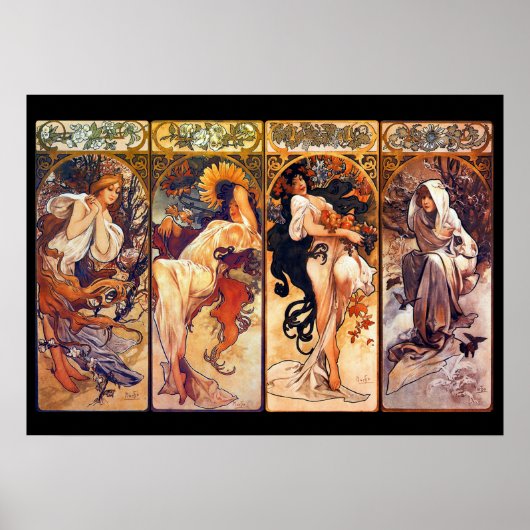 Tableau Art nouveau époustouflant d'Alphonse Mucha (Devant)
