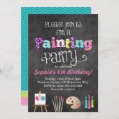 Tableau Art Party Chalkboard Style Invitation (Devant / Derrière)