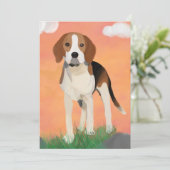 Tableau beagle - Carte d'anniversaire (Debout devant)