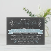 tableau bleu Baby shower Invitation du couple (Debout devant)