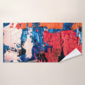 Tableau bleu, orange, rouge et noir (Serviette de bain)