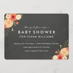 Tableau craie floral Invitation à une baby showe
