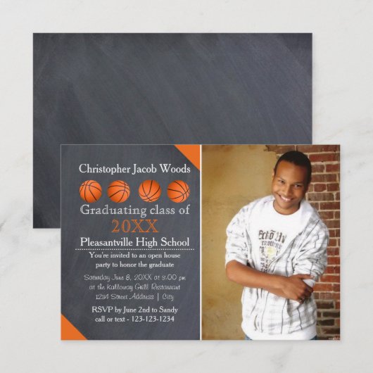 Tableau de basketball - 3x5 Faire-part graduée (Devant / Derrière)