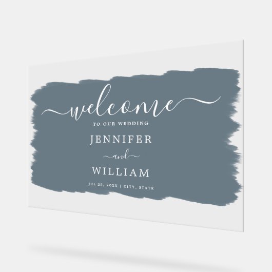 Tableau de bienvenue de mariage élégant peint en b (Angle)