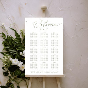 Tableau de bienvenue du Mariage vert Sage blanc