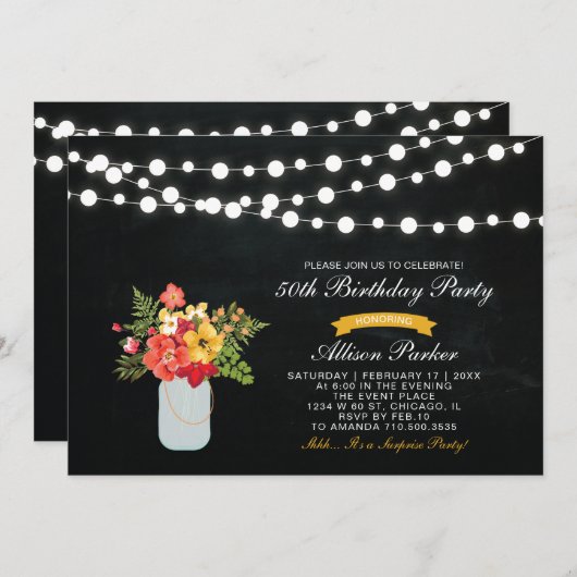 Tableau de bord 50e Invitation de fête d'anniversa (Devant / Derrière)