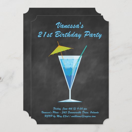 Tableau de bord d'été 21e Invitation de fête d'ann (Devant / Derrière)