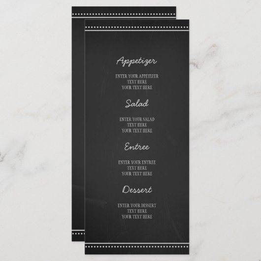 Tableau de bord du menu mariage (Devant / Derrière)