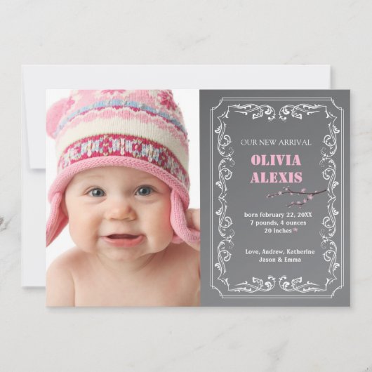 Tableau de bord photo faire-part de naissance (Devant)