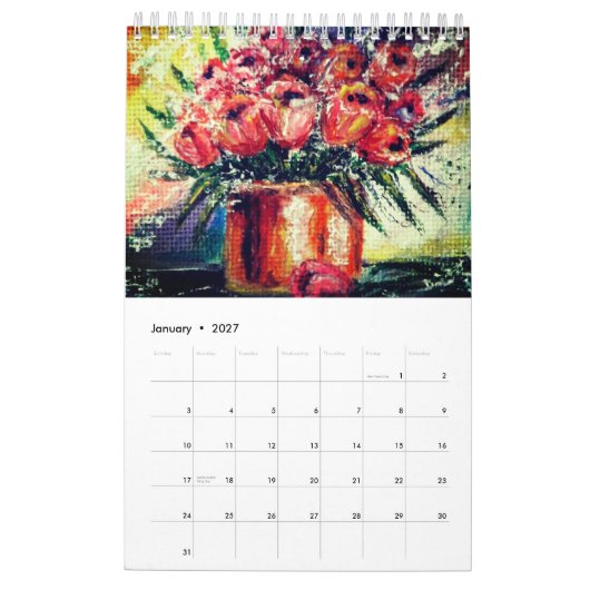 Tableau de calendrier aquarelle (Jan 2027)