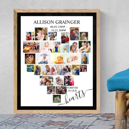 Tableau de collage de photos en forme de cœur pour