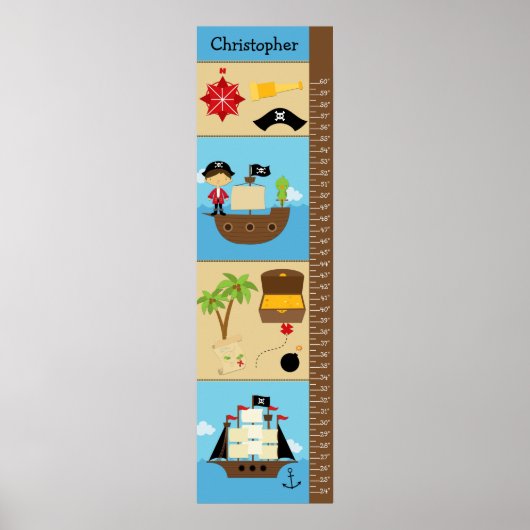 Tableau de croissance pour enfants - Pirates (Devant)
