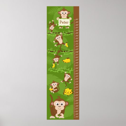 Tableau de croissance pour enfants - Singes (Devant)