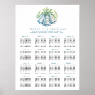 Tableau de disposition de mariage 16 tables cloche
