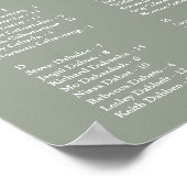 Tableau de disposition de mariage 200 noms Vert Sa (Coin)