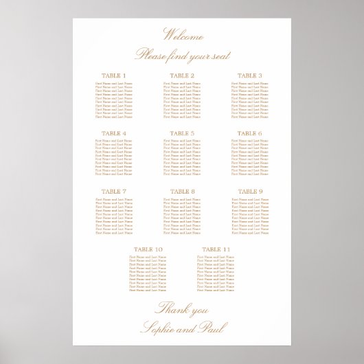 Tableau de disposition de mariage de table 11 beig (Devant)