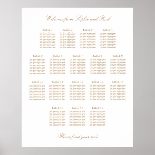 Tableau de disposition de mariage de table 17 beig (Devant)