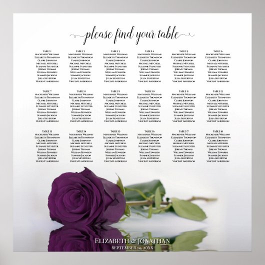 Tableau de disposition de mariage Rose Pourpre Tab (Devant)